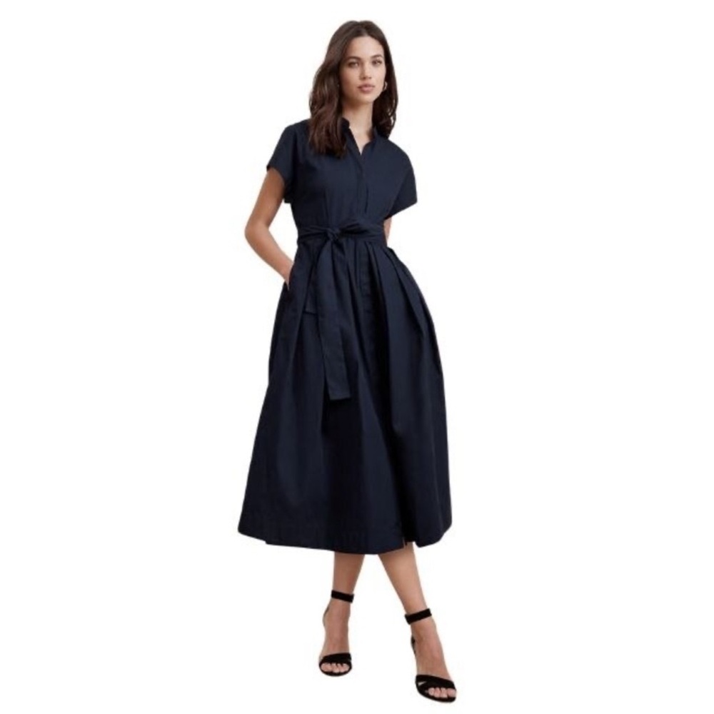 Banana Republic Navy Blue Poplin Midi Dress Like New